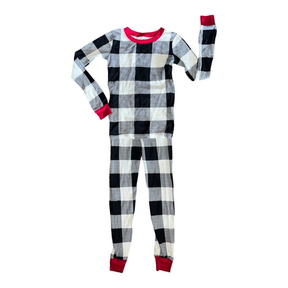 The Children's Place Boys Black/White/Red Plaid 2 Piece Pajamas Size 8